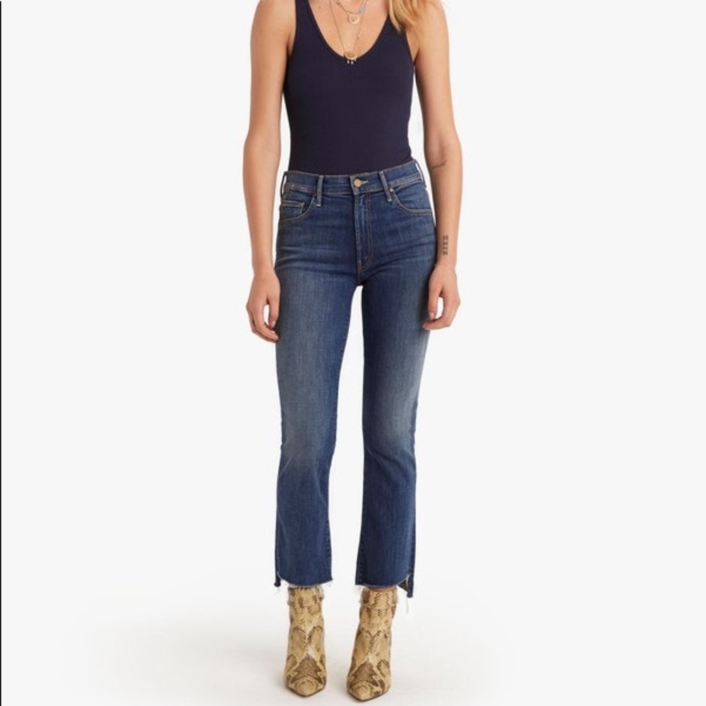 Mother Denim The Insider Crop Step Fray Jeans Not Rough Enough High Rise Stretch